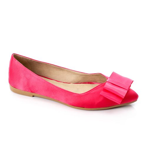 Satin Bow Pointed Flats – Hot Pink