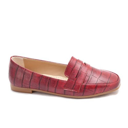 Faux Leather Comfortable Shoes - Red