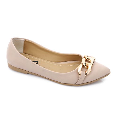 Leather Comfortable Ballerina - Beige