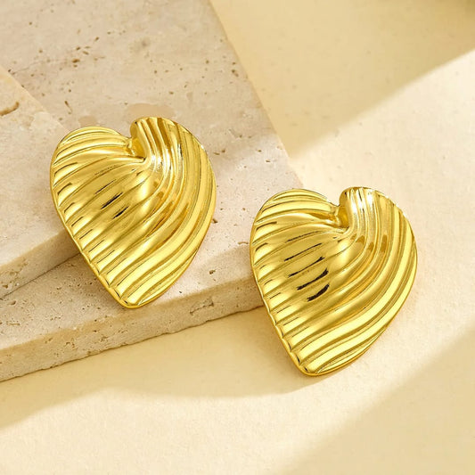Gold-Plated Heart-Shaped Earrings
