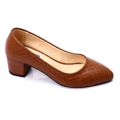 Faux Leather Flocked Quilted Pump