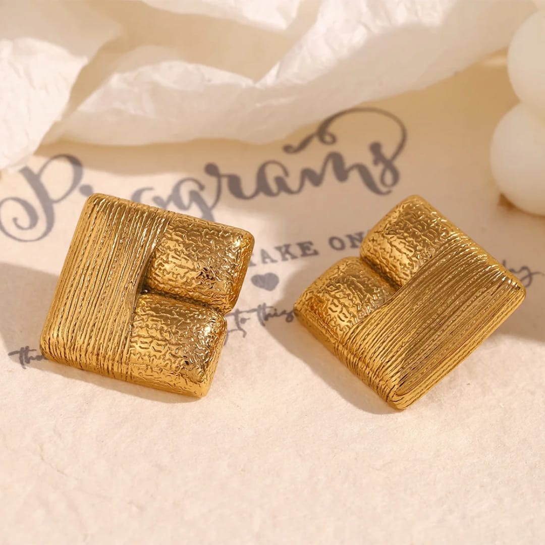 Gold-Plated Square Earrings