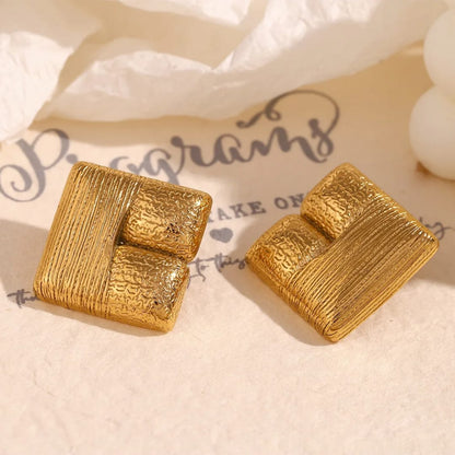 Gold-Plated Square Earrings