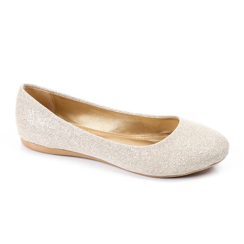 Glitter Fabric Ballet Flats – Gold