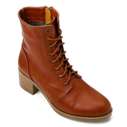 Faux Leather Half Boots - Tan