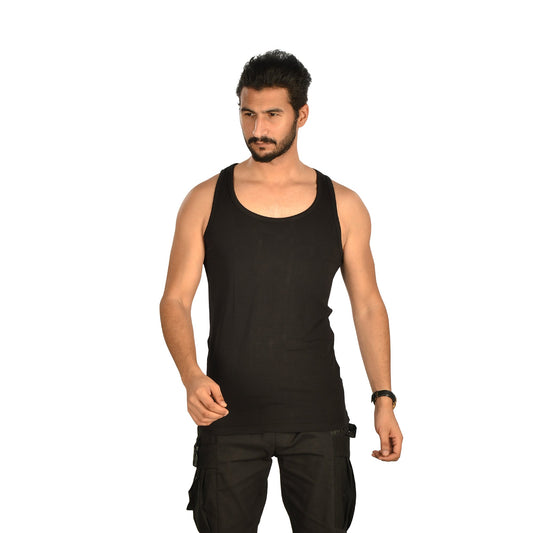 Cotton Lycra Plain Basic Tank Top – Black