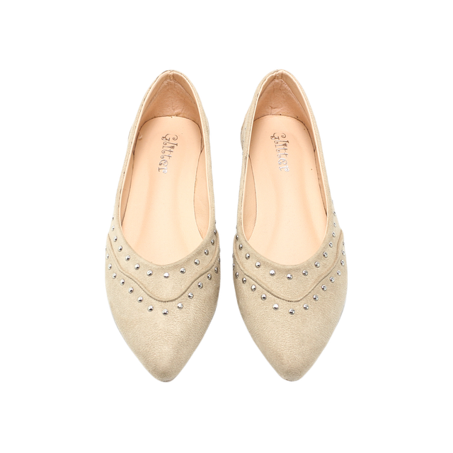 Suede Elegant Ballerina -  Beige