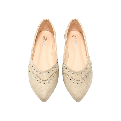 Suede Elegant Ballerina -  Beige