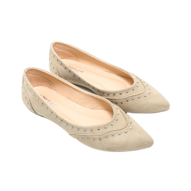 Suede Elegant Ballerina -  Beige
