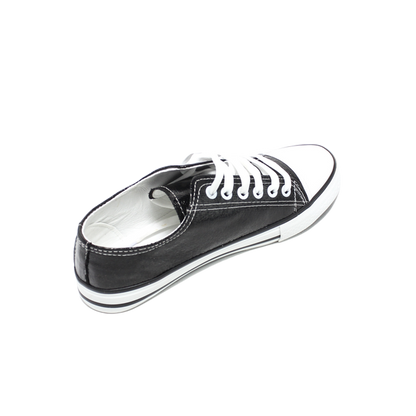 Shiny Faux leather Comfortable Sneakers - Black