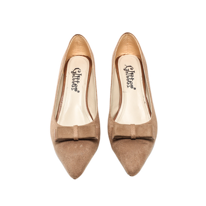 Faux Suede Bow Accent Pump - Light Brown