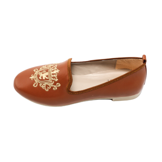 Faux Leather Elegant Ballerina Shoes - Camel