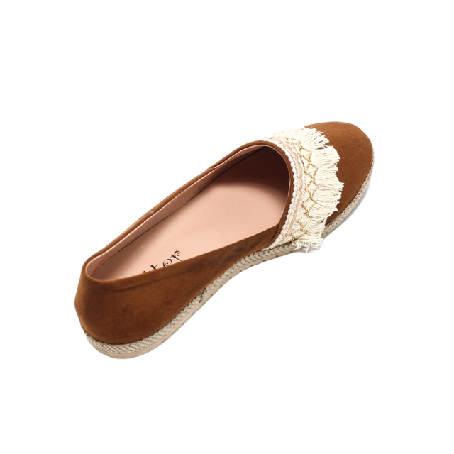 Suede Elegant Ballerina Shoes - Camel