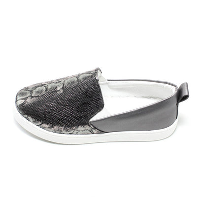 Faux Leather Snake Print Slip-On Sneaker - Dark Grey