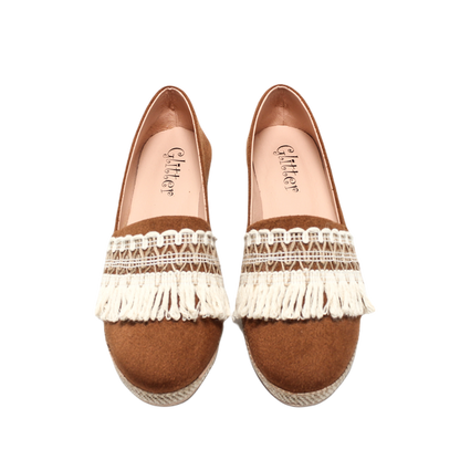 Suede Elegant Ballerina Shoes - Camel