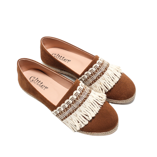 Suede Elegant Ballerina Shoes - Camel