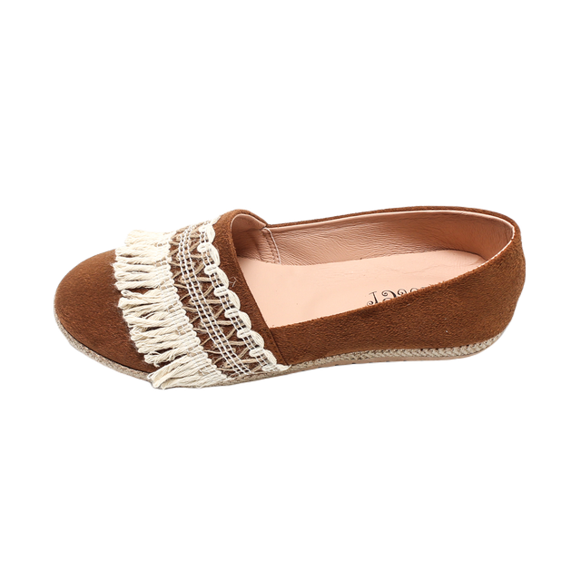 Suede Elegant Ballerina Shoes - Camel