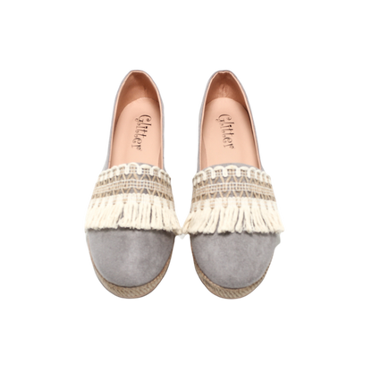 Suede Elegant Ballerina Shoes - Gray