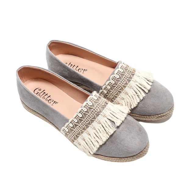 Suede Elegant Ballerina Shoes - Gray