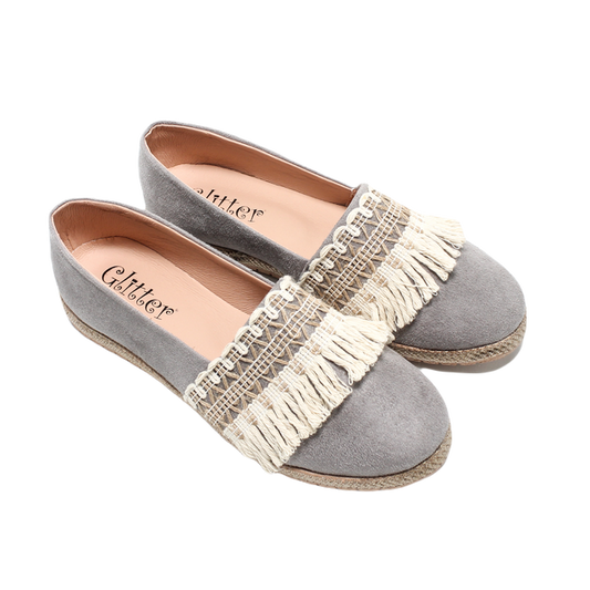 Suede Elegant Ballerina Shoes - Gray