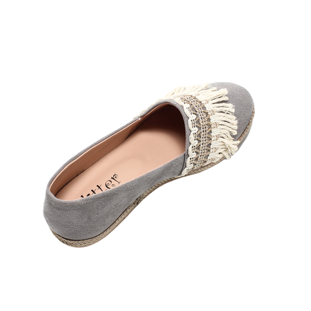 Suede Elegant Ballerina Shoes - Gray