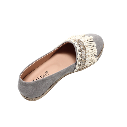 Suede Elegant Ballerina Shoes - Gray