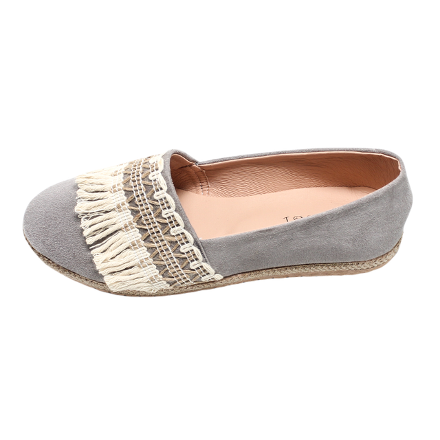 Suede Elegant Ballerina Shoes - Gray
