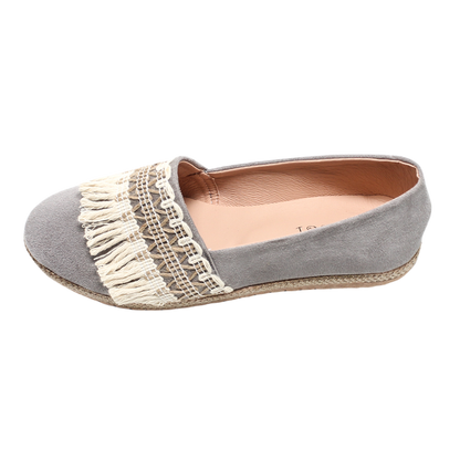 Suede Elegant Ballerina Shoes - Gray