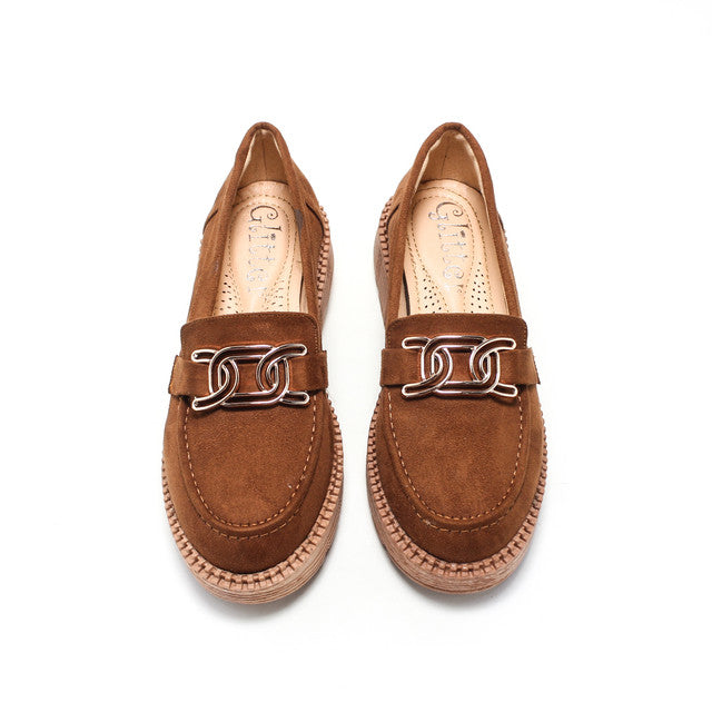Suede Elegant Ballerina Shoes - Camel