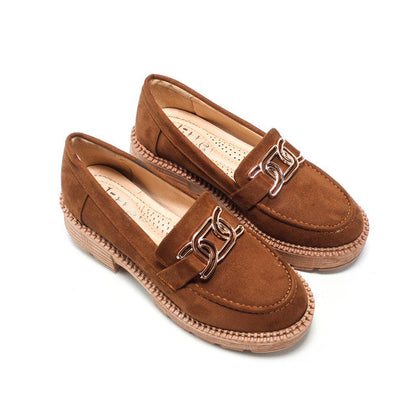 Suede Elegant Ballerina Shoes - Camel