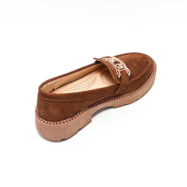 Suede Elegant Ballerina Shoes - Camel