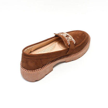 Suede Elegant Ballerina Shoes - Camel