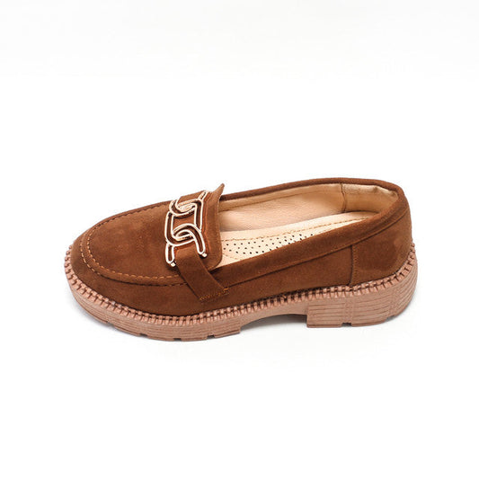 Suede Elegant Ballerina Shoes - Camel