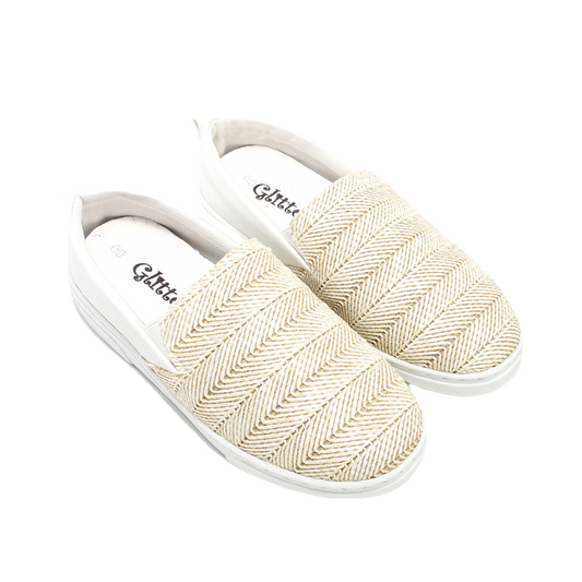 Faux Leather Elegant Ballerina Shoes - White