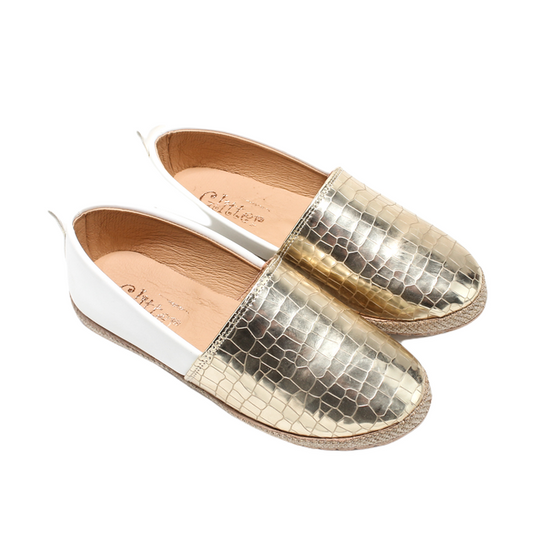 Faux Leather Elegant Ballerina Shoes - Gold