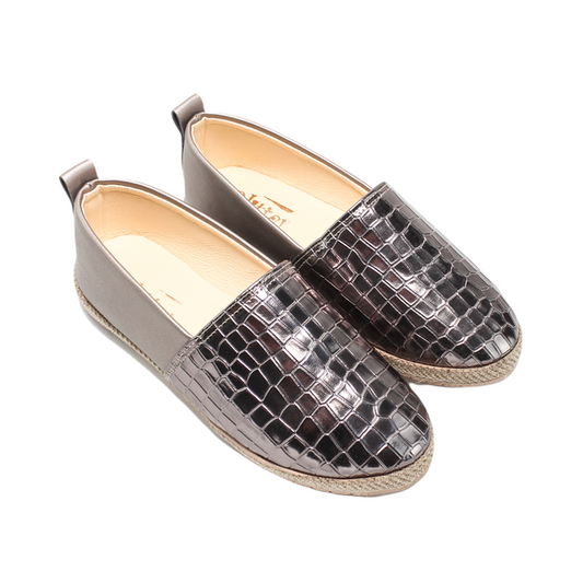 Faux Leather Stylish Slippers - Gray