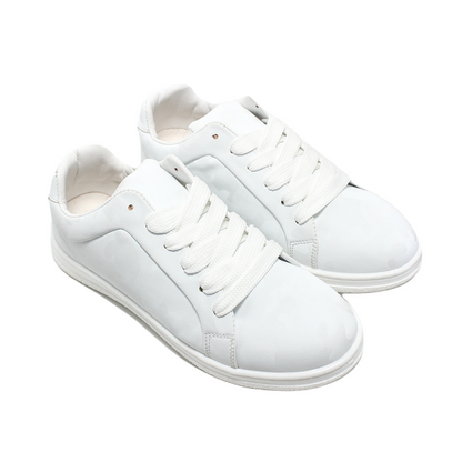 Canvas Lace-Up Sneakers – White
