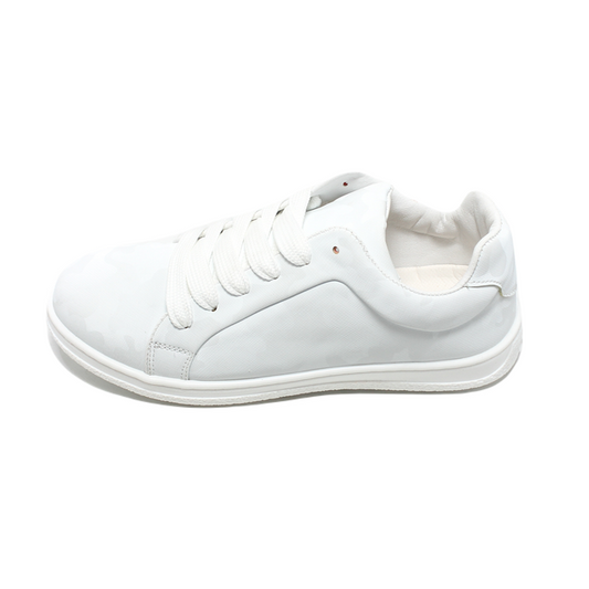 Canvas Lace-Up Sneakers – White