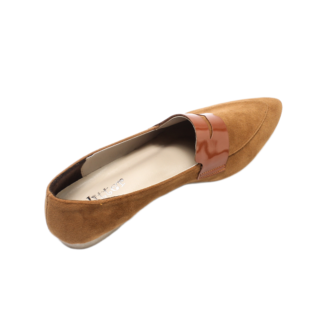 Suede Elegant Ballerina Shoes - Camel