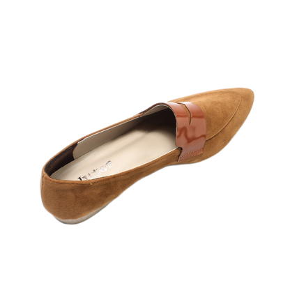 Suede Elegant Ballerina Shoes - Camel