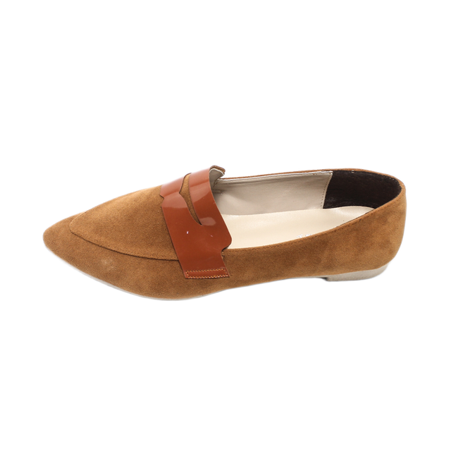 Suede Elegant Ballerina Shoes - Camel