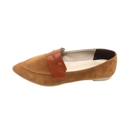 Suede Elegant Ballerina Shoes - Camel