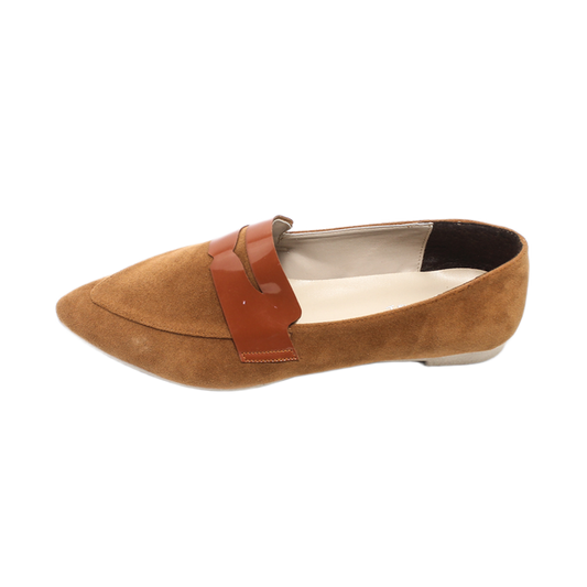Suede Elegant Ballerina Shoes - Camel
