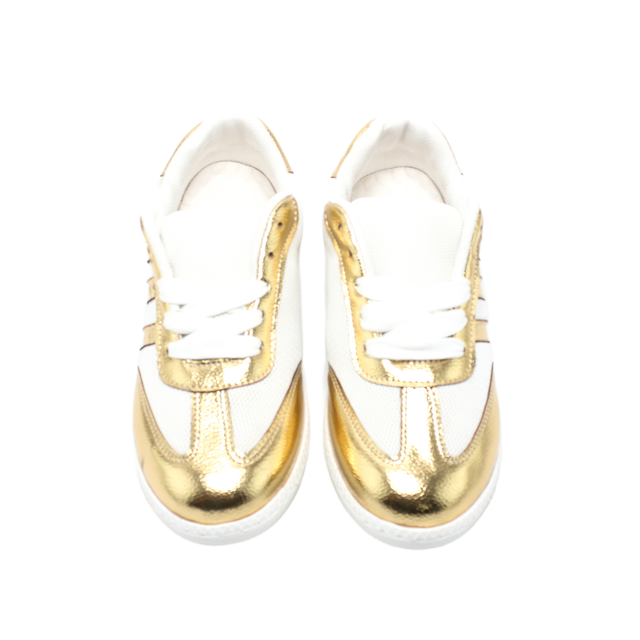 Faux Leather Casual Sneakers - Gold