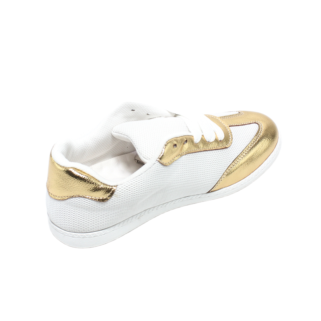 Faux Leather Casual Sneakers - Gold