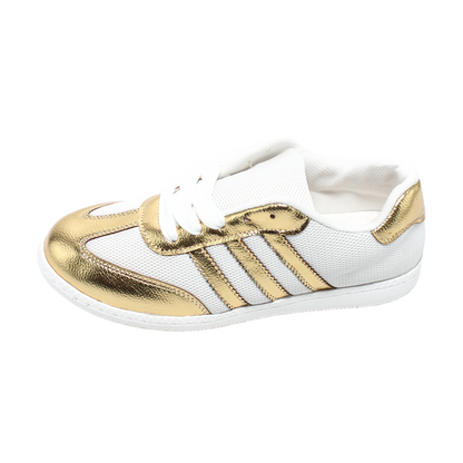 Faux Leather Casual Sneakers - Gold