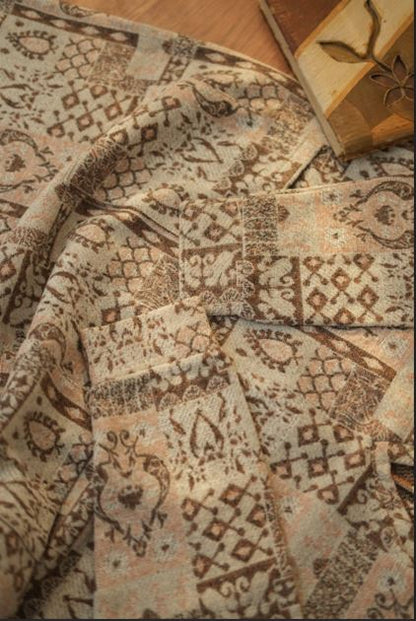 Knitted Wool Patchwork Tunic – Beige