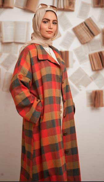 Wool Vibes Checkered Coat - Red