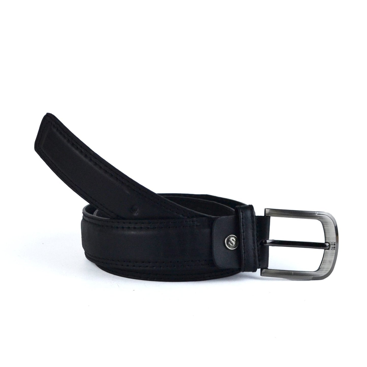 Leather Classic Belt Stitched Edges - Black