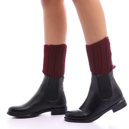 Knitted Ankle Socks – Burgundy